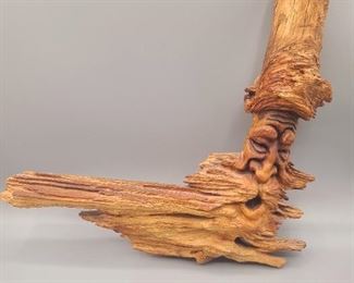 Carved driftwood from 
Muirwood California