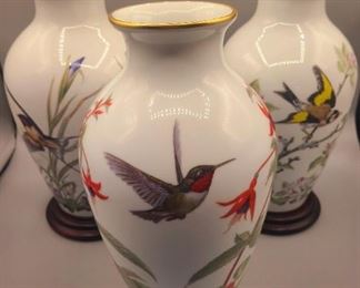 Franklin Porcelain vases ~ 
"The Meadowland Bird"
"The Garden Bird"
"The Woodland Bird"