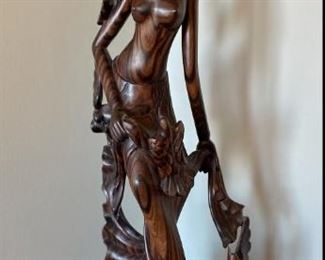 Carved wooden Balinese Woman Sculpture
