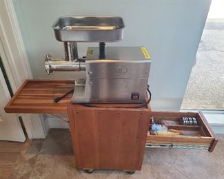 LEM Big Bite #12 meat grinder includes all accessories and rolling cart
