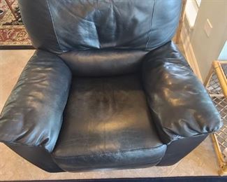 Navy leather recliner 