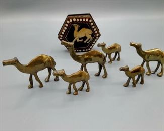 Brass camels 
Wooden camel trinket box
