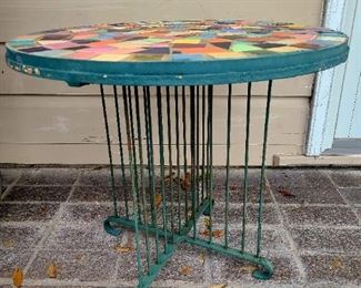 Mosaic top wrought-iron base patio table
