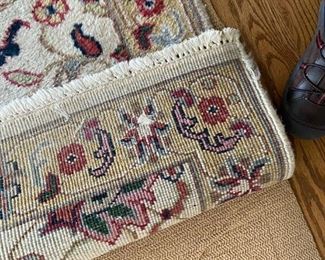 #31	hand knotted wool runner cream color flower  12 feet long 	 $200.00 			
