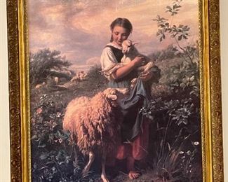 #13	framed print of girl with lamb	 $20.00 			
