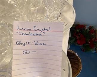  #49	Lenox	Lenox Crystal "Charleston" Qty 10 white Wine	 $50.00 			
