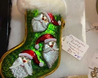 #75	C Radko	Christopher Radko 3 Santa Face Stocking	 $30.00 			
