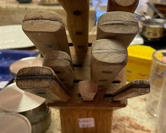 #92	Knives	Chicago Cuttlery Knife Block w/8 knives w/sharpener	 $40.00 			
