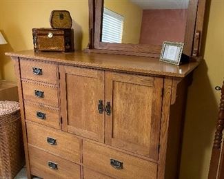 Craftsman style dresser & mirror