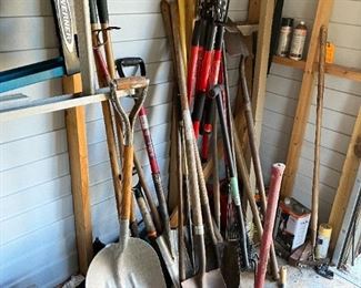Various lawn and garden hand tools