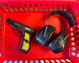 PF M16 BB Gun, noise canceling headphones