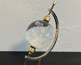 Gold Caliper Stand w Etched Globe