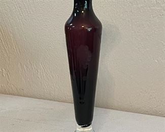 Aubergine Purple Small Bud Vase Grape Embossed, 8"