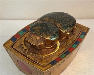AGI Artisans Guild International Ancient Egyptian Large Lidded Scarab Box