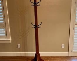 $80     Mission Style 8 Hook Floor Coat Rack MA158-6     Description: This handy coat stand is the elegant piece for your entryway with its free standing construction. It has 8 coat hooks that can hold a hat or coat. It is made of sturdy oakwood with a smooth texture finish that offers a classic approach in organizing your winter without taking up much space on the floor.
Dimensions: 24.5 x  24.5 x 72.5 H in
Condition: Item is in very good condition with only minor superficial signs of wear associated with age and use. 
Location: Local pick up only West Linn, OR. Located in the garage for easy access. Visit our "Need a shipper" tab or contact us for shipper suggestions.       https://goodbyhello.com/products/copy-of-oak-2-piece-hutch-china-cabinet-ma158-5?_pos=12&_sid=4b6b24362&_ss=r