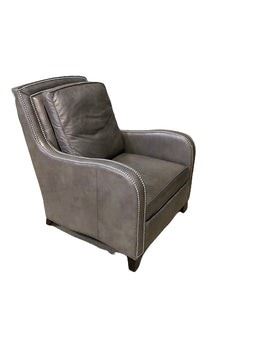 $680 USD      Ethan Allen Malone Grey Leather Sloped Arm Club Chair w Nickel Nailhead Trim VR49-10890      Description : Take a seat in this dignified Malone chair by Ethan Allen. It’s clubby in every good way, with distinctive English roots and a deep seat designed for long stays. Double nail head trim lends character, while sloping arms that meld into a framed back soften its masculine look. Full-grain and top-grain leathers can show natural markings; these characteristics are unique to each piece and show that your leather furniture is one of a kind ORIGINAL RETAIL $2600.00


Item Number : 49-10890

Category : Chairs

Brand : None

Attributes

Condition Desc. : Excellent condition with the only sign of wear being a slight softening of the leather. No nicks, scratches or discoloration Please refer to photos for a more detailed look at condition. We make every attempt to list and photograph any defects or signs of wear that are significant to this sale.
Location : Portland, OR      ht
