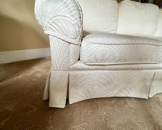 $375 USD     Pennsylvania House Criterion 60 Cream Three Cushion Sofa PD138-16    Description:  Beautiful Cream Pennsylvania House Criterion 60 couch with tonal oversized clam shell design. This couch is sturdy with springs intact, no loose threads, fading stains or defects.  This couch has been in a rarely used formal living room and in excellent virtually brand new condition.

Dimensions: 80 x 36 x 27"H

Seat Height 17
Seat Depth 20
Arm Height 23.5
Condition: In excellent like new condition.

Location: Local pick up Lake Oswego, OR 97034.  Shipper suggestions available upon request.  Located on the main floor with direct outdoor access through double doors     https://goodbyhello.com/products/copy-of-leather-inlay-top-sidebaord-buffet-pd138-15?_pos=9&_sid=5b437770c&_ss=r