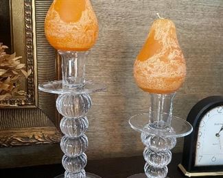 Glass candlesticks & Vince Kitridge pear candles 