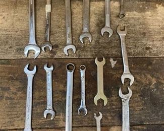 Assortment of socket and open end wrenches