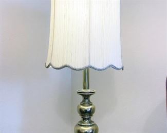 Brass Table Lamp with Tall Drum Shade
