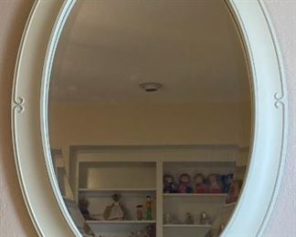 Cream Framed Oval Mirror
