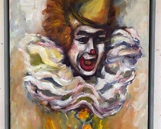 Circus clown original MCM painting