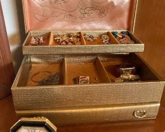 Buxton Jewelry Box US Coast Guard Spoon Pin Sarah Coventry Pin And Earrings And More