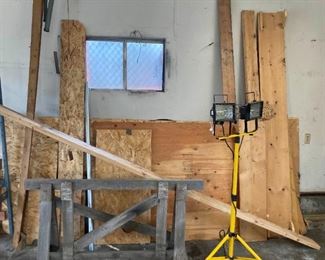 Scrap Lumber And Plywood And Work Light