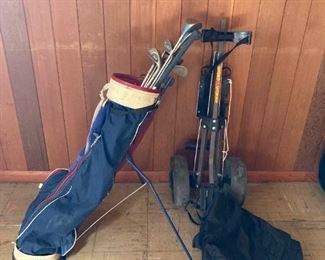 Spalding And Dhfnfjdj Golf Clubs And Cart Caddy