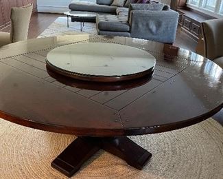 GORGEOUS Mahogany Pedestal Dining Table with Lazy Susan. Measures 70" D x  29.5" H with 27.5" Clearance. Photo 1 of 3. 