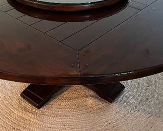 GORGEOUS Mahogany Pedestal Dining Table with Lazy Susan. Measures 70" D x  29.5" H with 27.5" Clearance. Photo 2 of 3. 