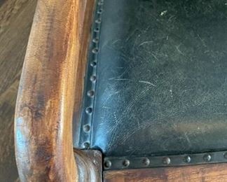 Antique Leather Upholstered Chair. Measures 38" D x 29" W. Photo 3 of 4. 