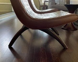 Arteriors Danforth Chestnut Leather Quilted Chairs - 2 Available. Each Measures 22" W x 25" D with 16" Seat Height. Photo 2 of 3. 