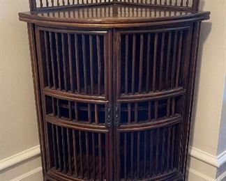 Vintage Asian Rattan Corner Cabinet. Measures 20" W x 20" D x 26.5" H. Photo 1 of 4. 