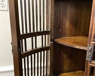 Vintage Asian Rattan Corner Cabinet. Measures 20" W x 20" D x 26.5" H. Photo 3 of 4. 
