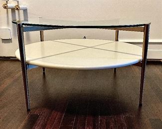 West Elm Round Cocktail Table with Glass Top and Gold Metal Base. Measures 32" D x 17.5" D. Photo 2 of 2. 