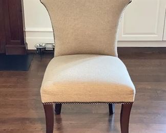 Set of 8 Upholstered Dining Chairs with Nailhead Trim. Each Measures 25" W x 20" D with 20" Seat Height. Photo 1 of 4.