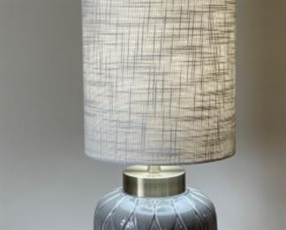 Pair of Table Lamps with Natural Fiber Shade. 