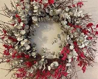 $28 each. Holly Berry and twig Winter Wreath. Two available, sold separately. 