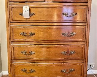 $200. Tall Dresser by National of Mt. Airy, NC. Five drawers and great storage. Minor wear along edges. 37 x 19 x 49. 