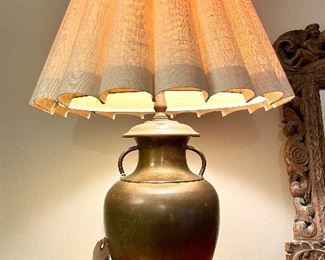 $500. Wildwood 761 Oxidized Solid Brass Table Lamp. Brown is back! Just look at the latest home decor mags!  Slight damage to shade. 13 x 13 x 24.