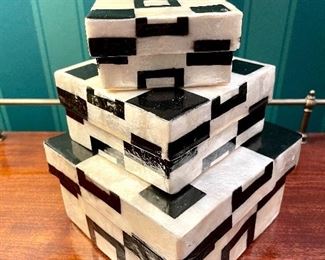 $24. Set of 3 Seashell Black & White Boxes. Here to store all things great and small!