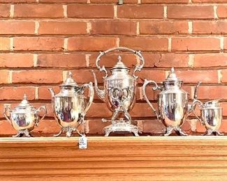 $100. 6-Piece Silver Plate Tea Set.