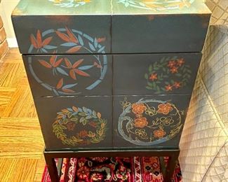 $80. Wooden Chest with Storage on Metal by Pier 1. 21 x 14 x 24.5. 