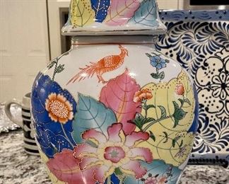 $60. Pair of hand painted ginger jars. 