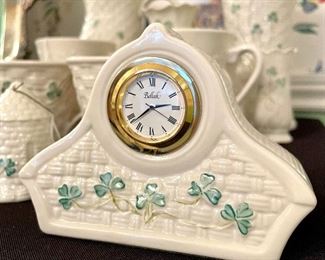 $24. Belleek Handcrafted Shamrock Clock. Made in Ireland. Great collection of Belleek to make YOURS just in time for March! 
