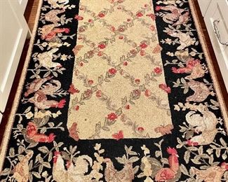 $80. Rooster Hooked Rug. As is. 3 x 5.