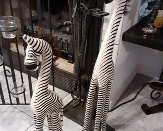 Wood Zebra Statues