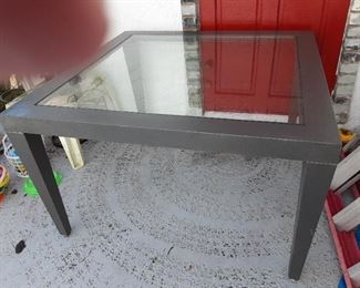 Heavy Metal (Pounded Metal) table with glass insert. VERY STURDY
