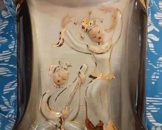 Unique Asian Vase with Gold Paint Accents